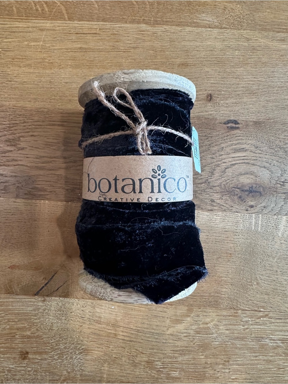 Botanico Black Velvet Ribbon Spool for Gift Wrapping & Decor